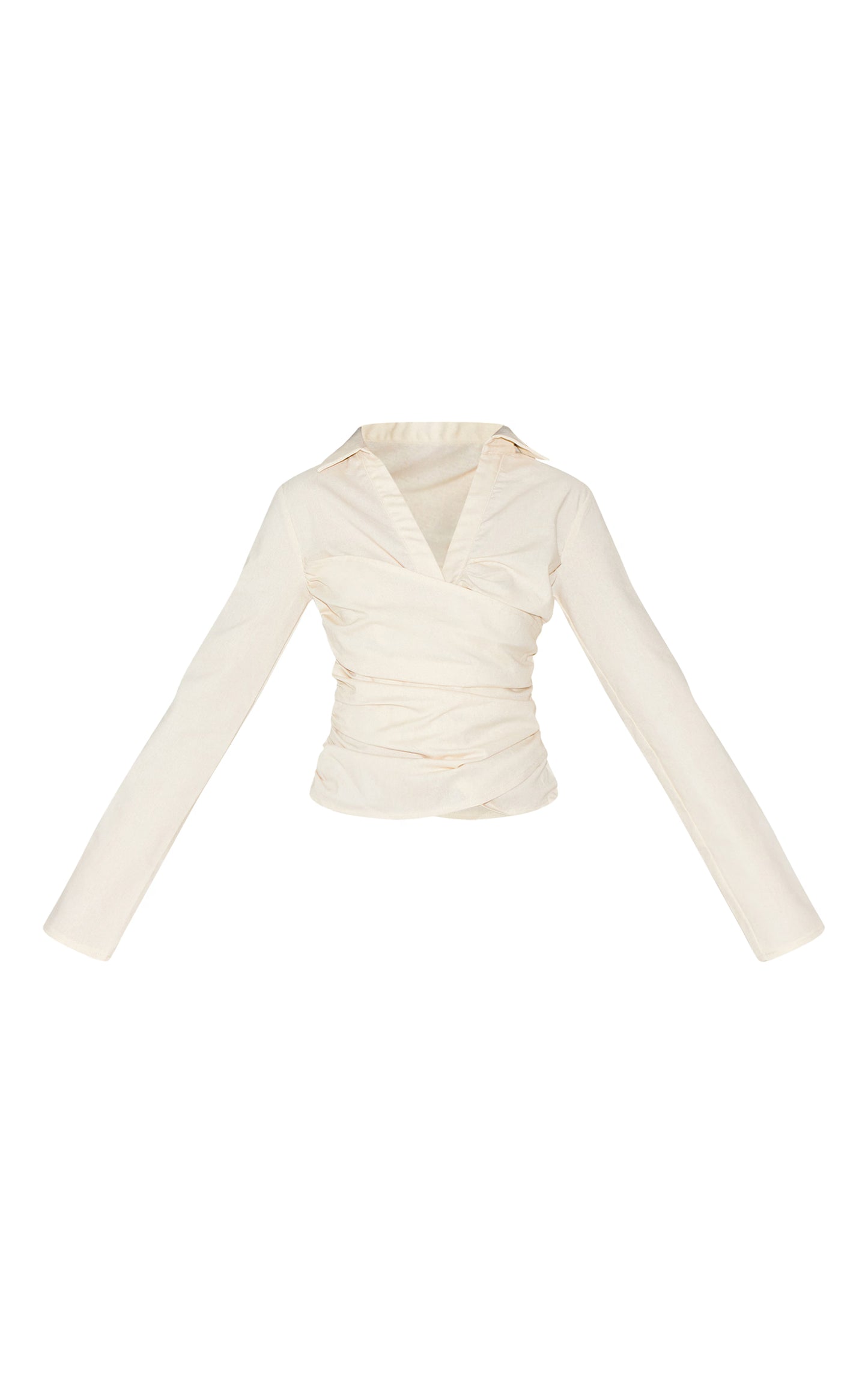 Butter Yellow Linen Blend Fitted Wrap Detail Shirt