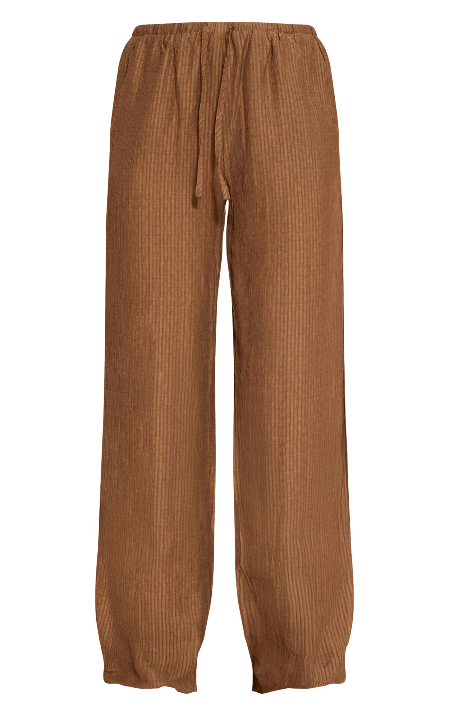 Chocolate Stripe Woven Drawstring Wide Leg Pant