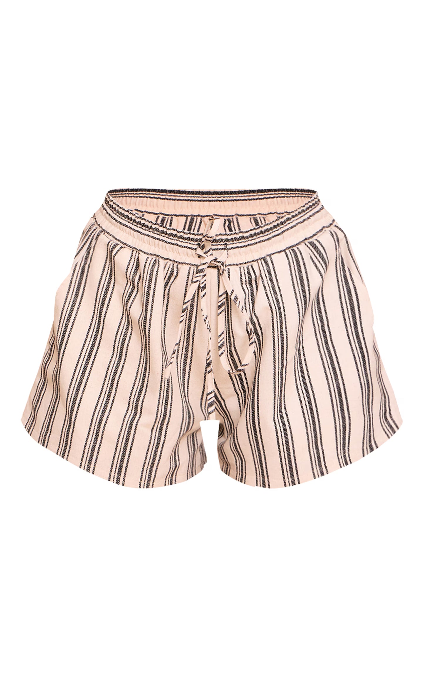 Natural Textured Stripe Drawstring Floaty Shorts