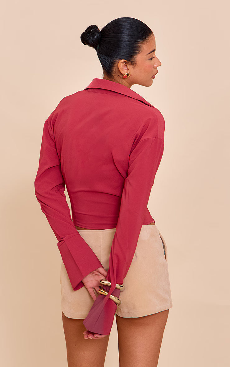 Blush Rose Chiffon Cowl Neck Blouse