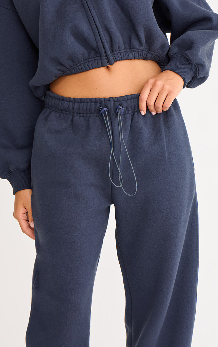 Navy Drawcord Hem Oversized Sweatpants