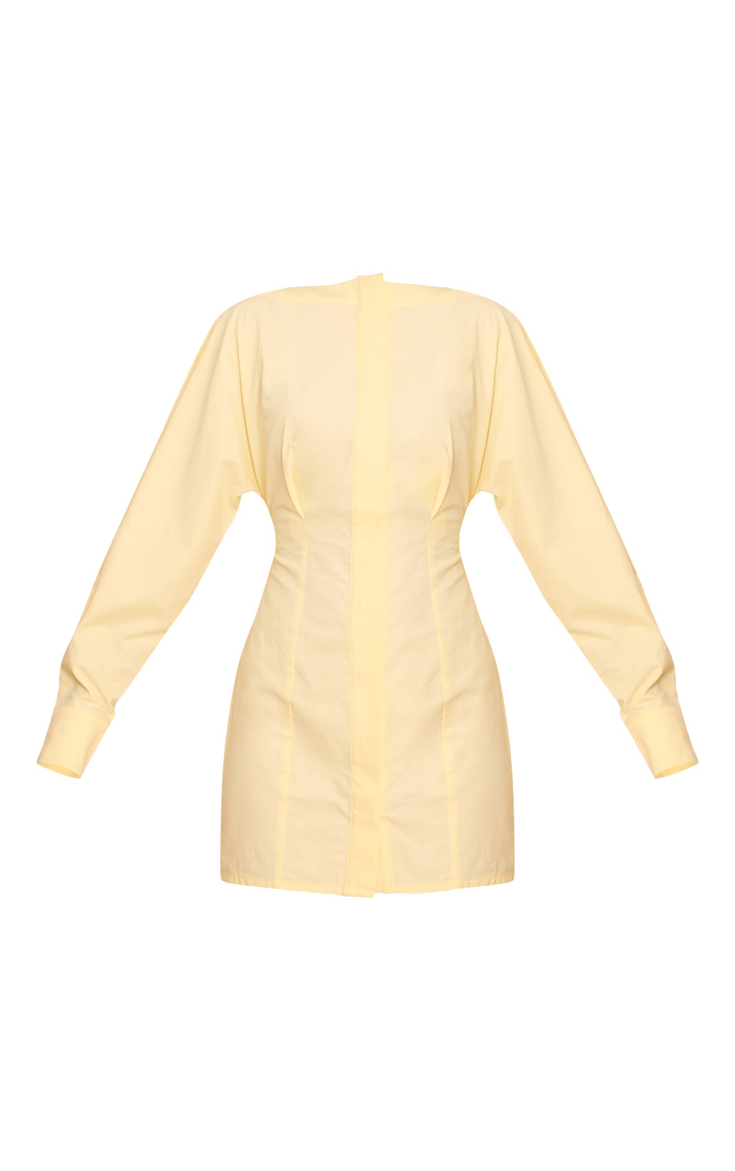 Lemon Button Down Boat Neck Cocoon Sleeve Bodycon Dress