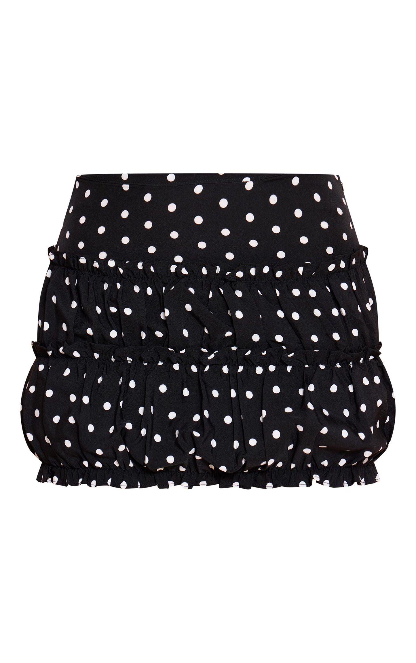 Black Polka Dot Frill Mini Skirt