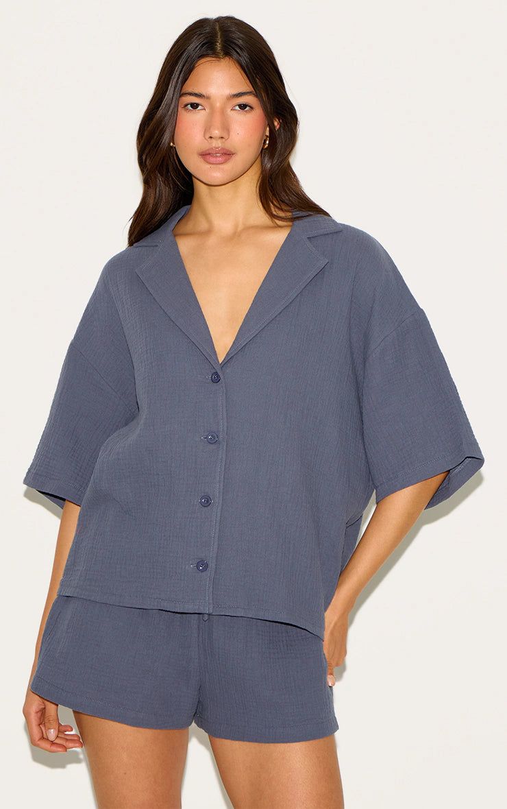 Charcoal Woven Short Sleeve Shirt