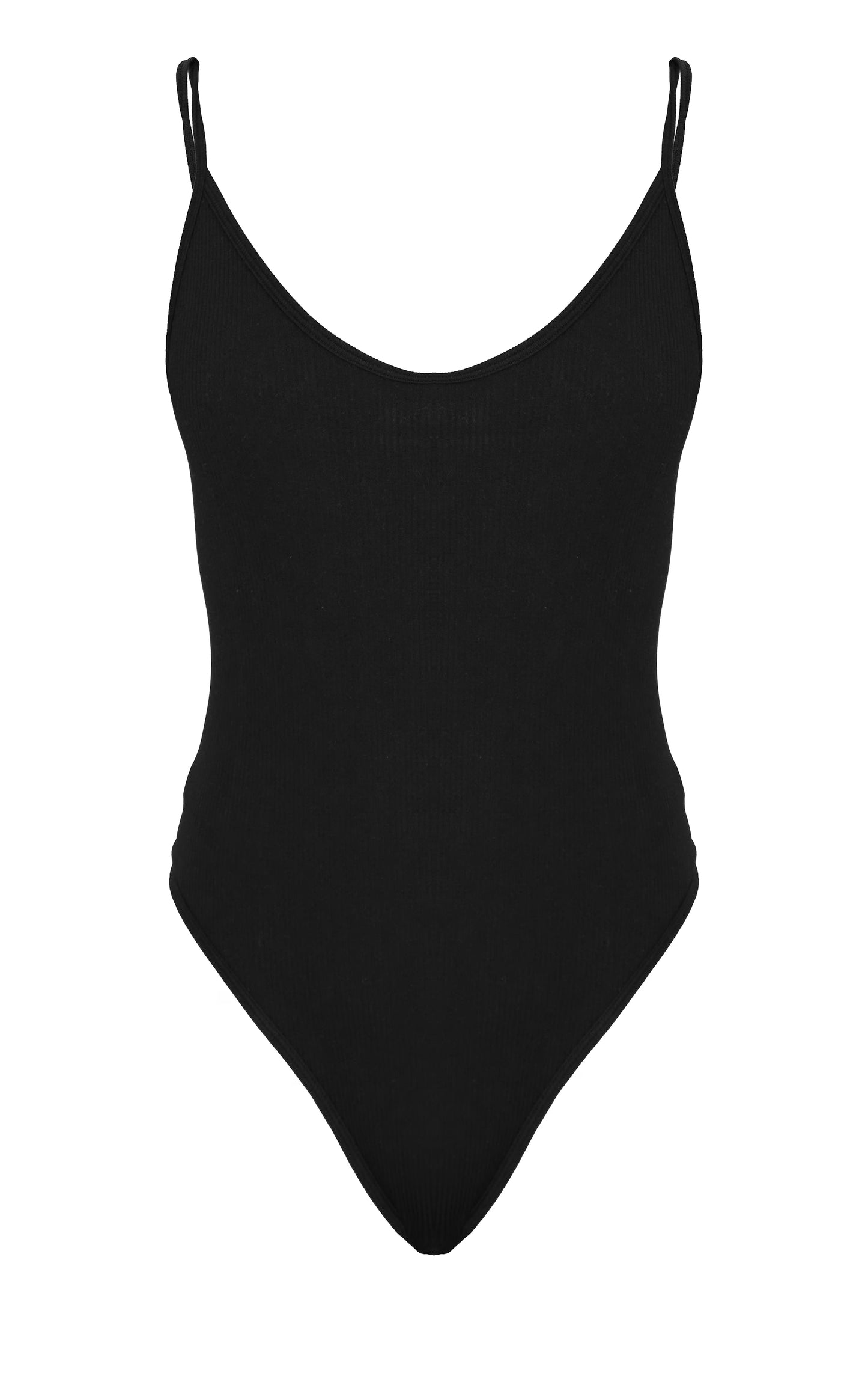 Black Snatched Rib Strappy Bodysuit