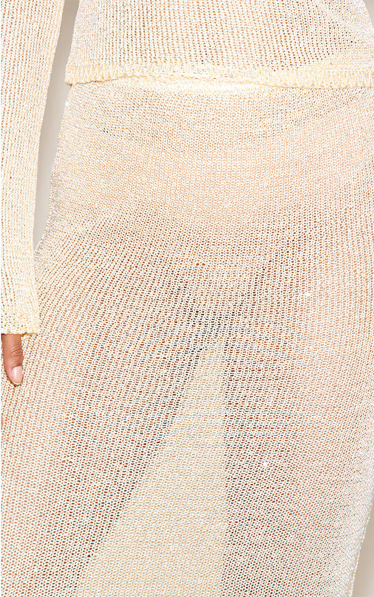 Yellow Sequin Knitted Maxi Skirt