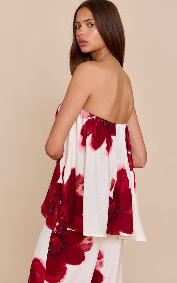 Multi Floral Print Floaty Bandeau Top
