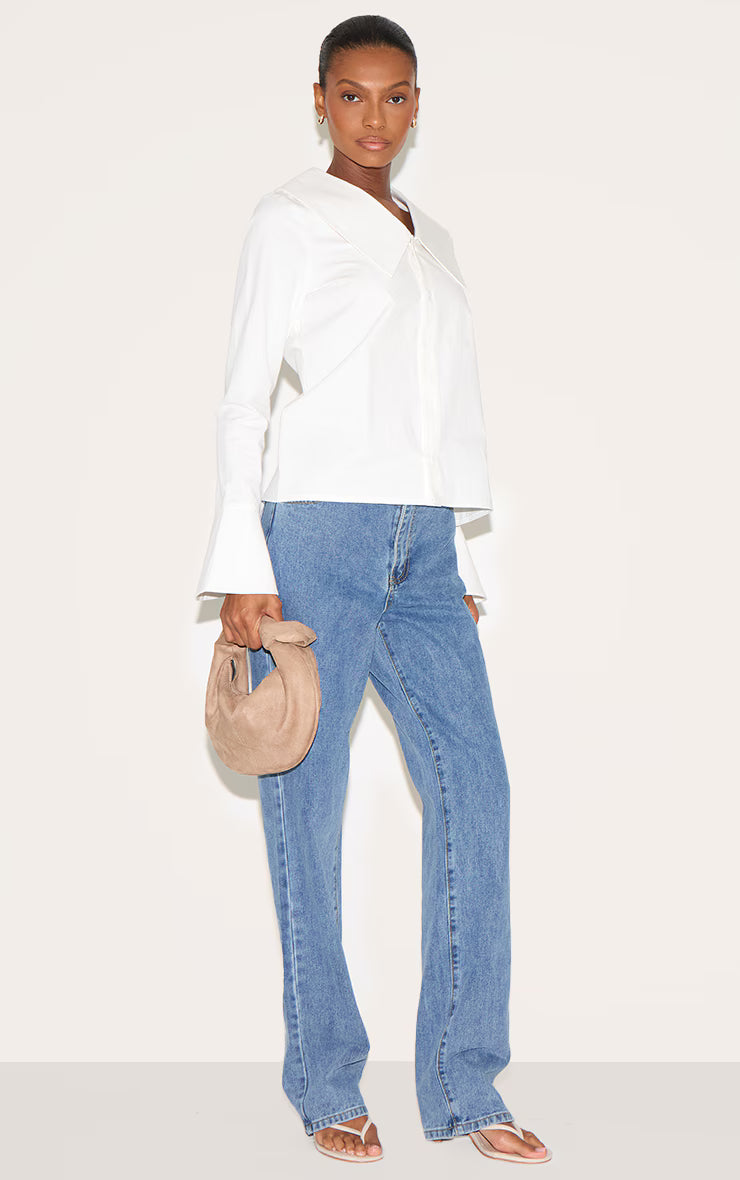 White Large Collar Shirt