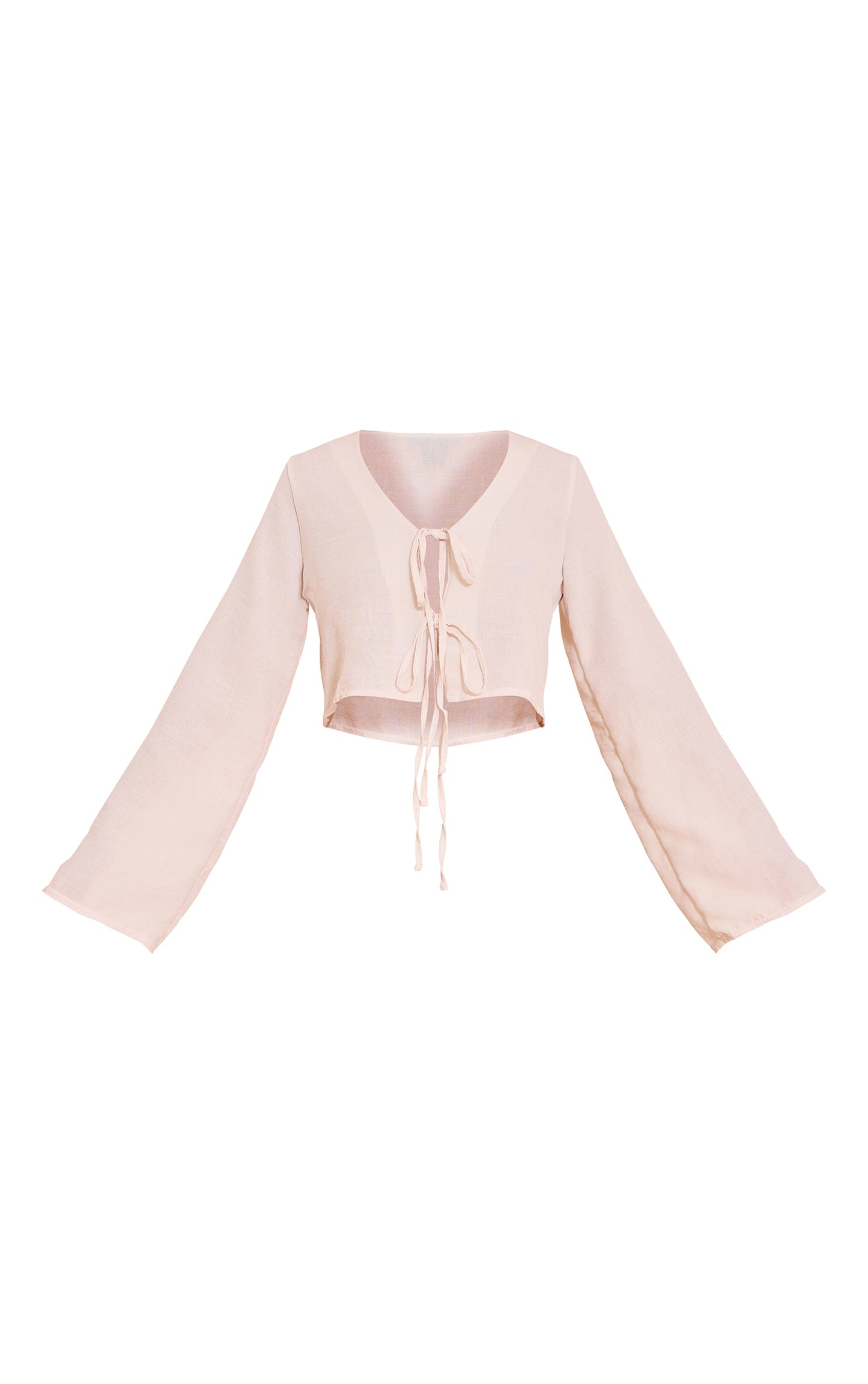 Sand Textured Tie Front Detail Blouse
