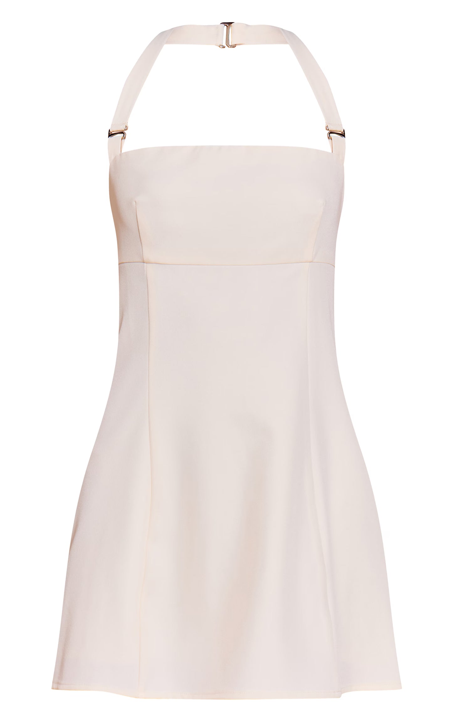 White Buckle Detail Halterneck Shift Dress
