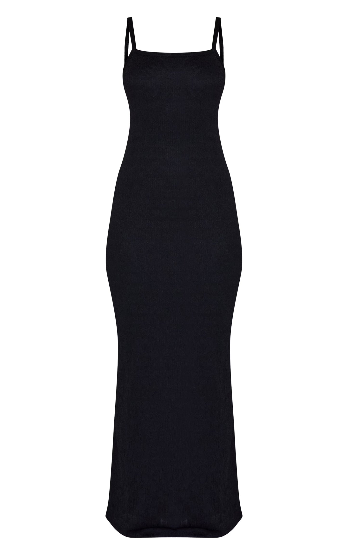 Black Textured Scoop Neck Sleeveless Maxi Dress