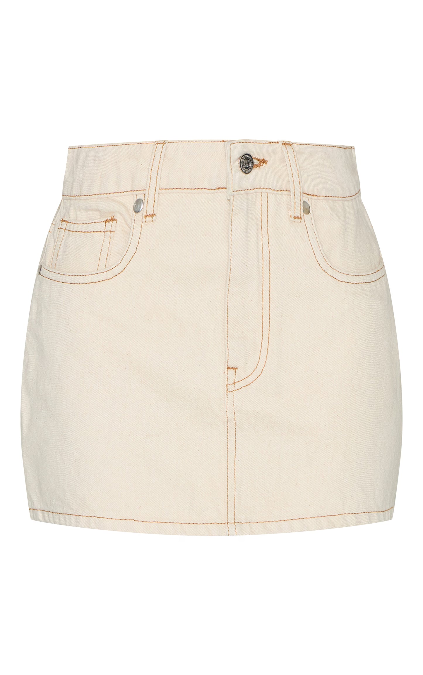 Ecru Contrast Stitch Denim Mini Skirt