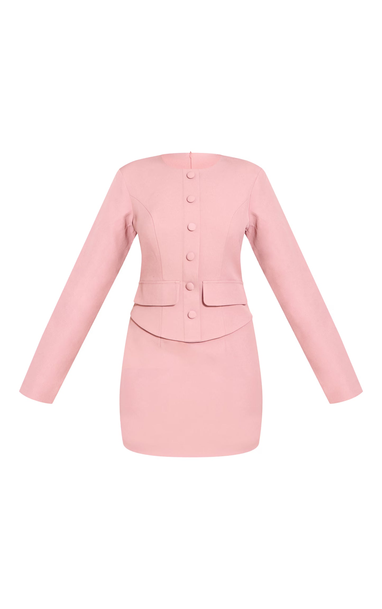 Blush Rose Woven Tailored Button Detail Mini Dress