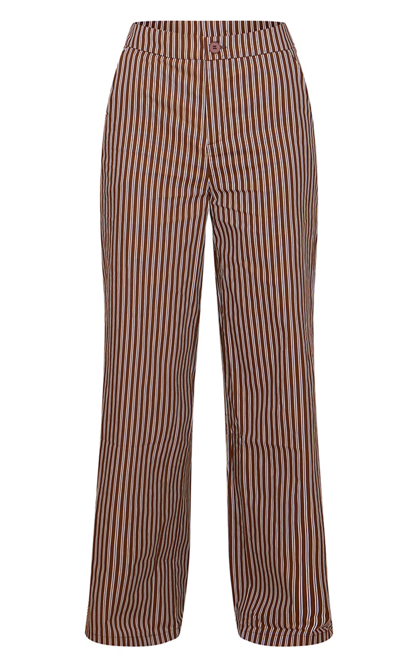 Brown Stripe Woven Mid Rise Wide Leg Pant
