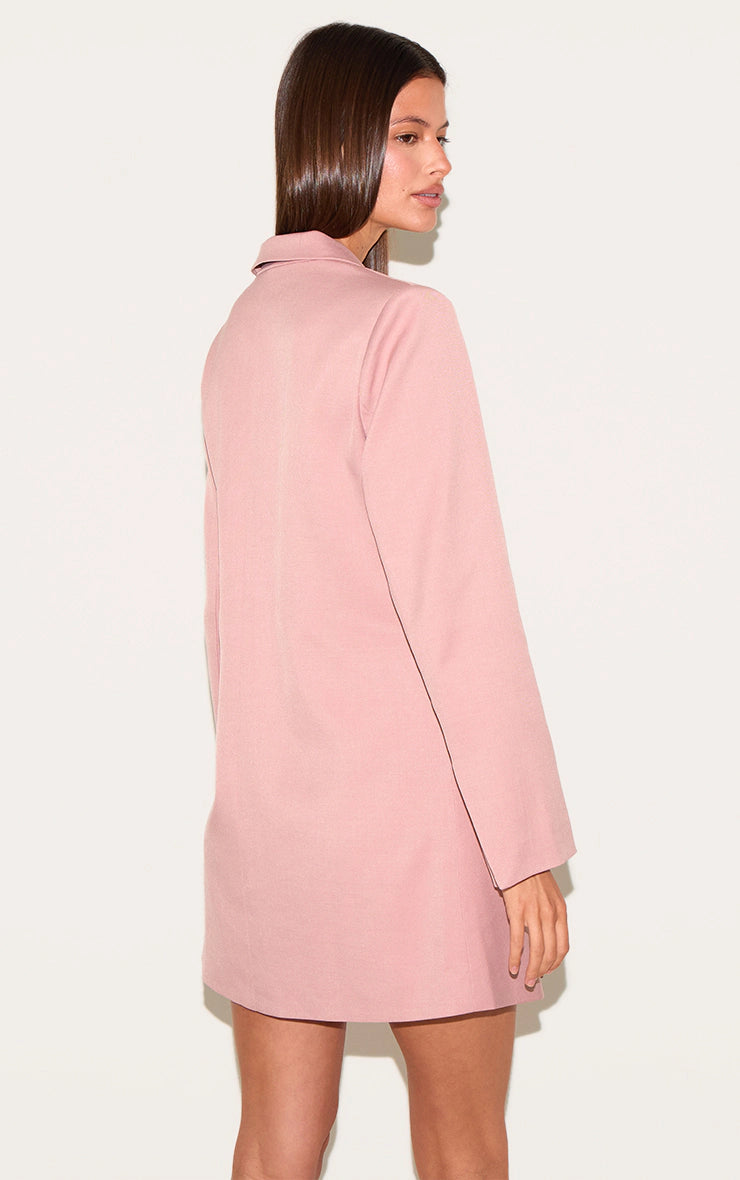 Pink Woven Blazer Side Tie Mini Dress