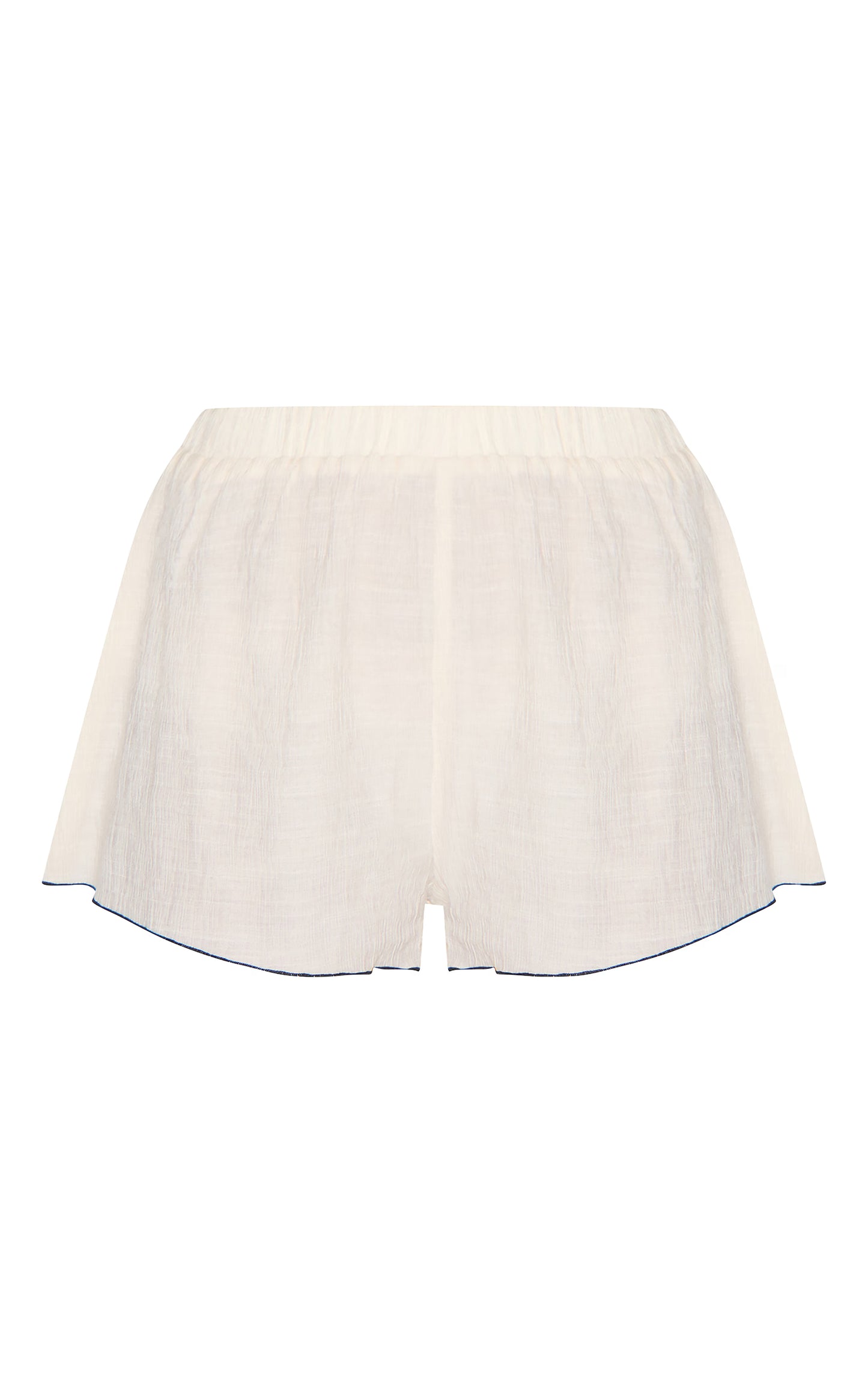 Sand Linen Look Textured Contrast Trim Floaty Shorts