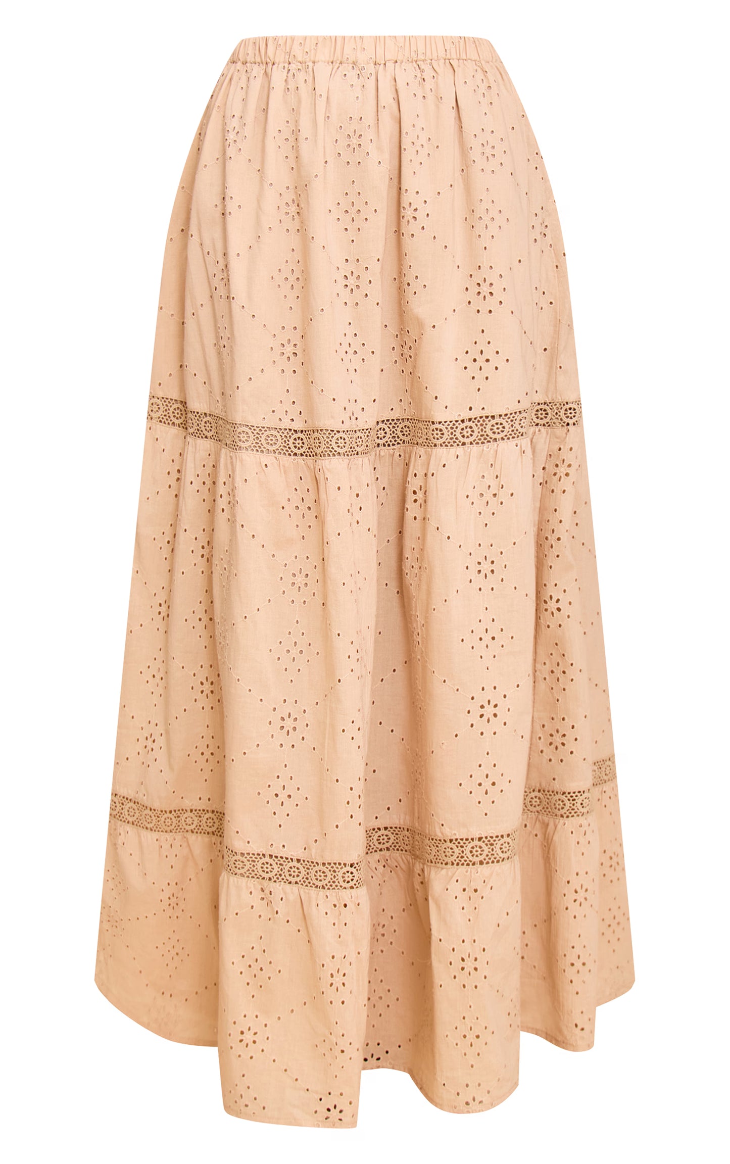Sand Broderie Floaty Maxi Skirt