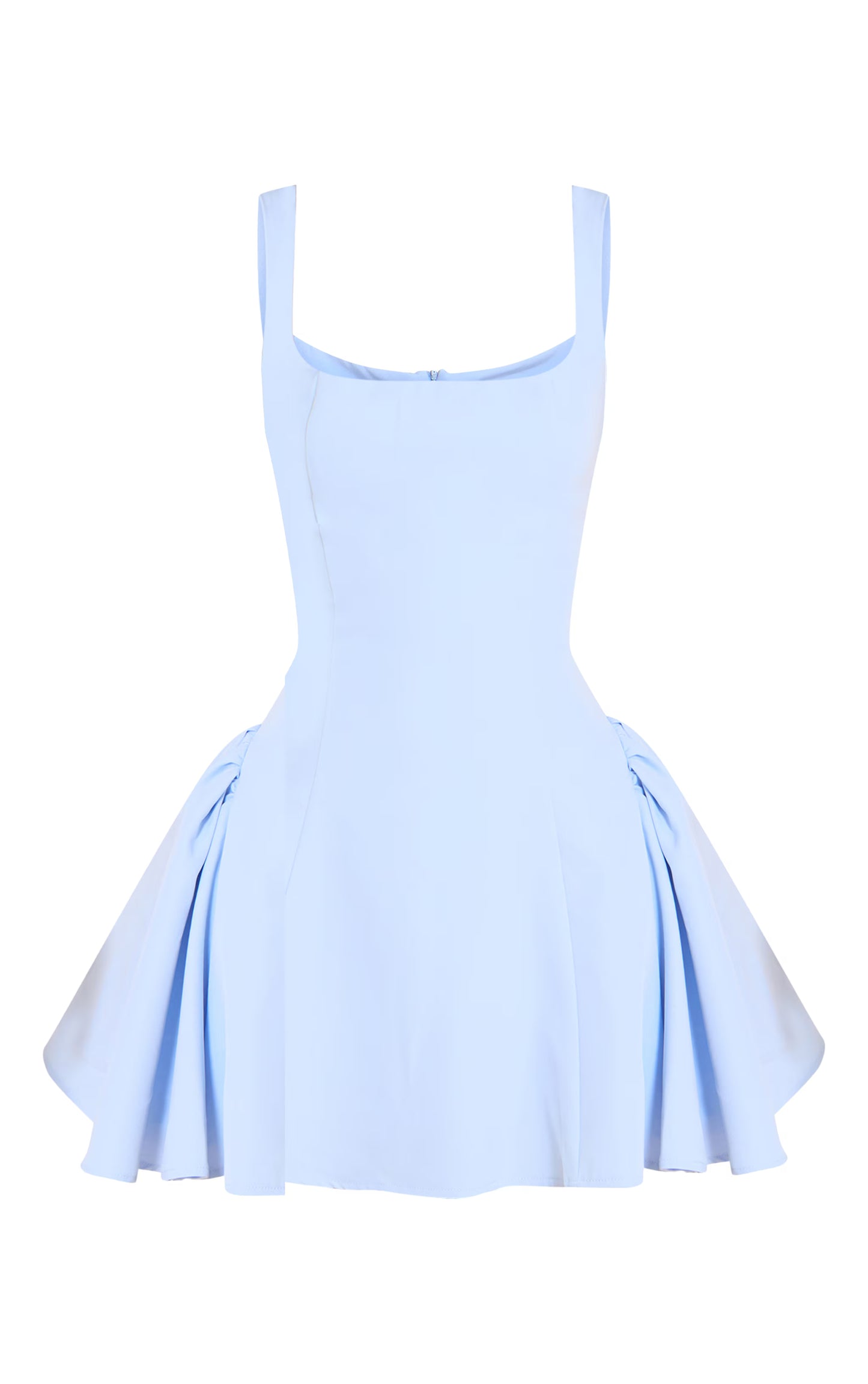 Pale Blue Woven Square Neck Shift Dress