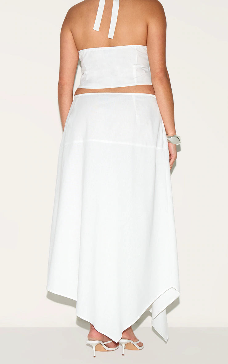 Plus White Woven Seam Detail Maxi Skirt