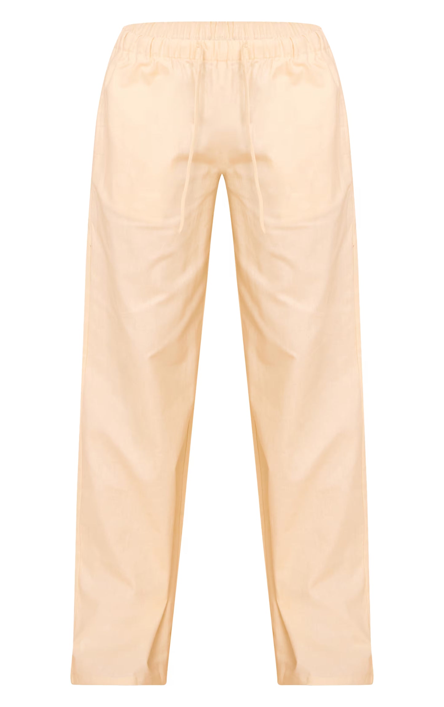 Beige Woven Straight Leg Pants