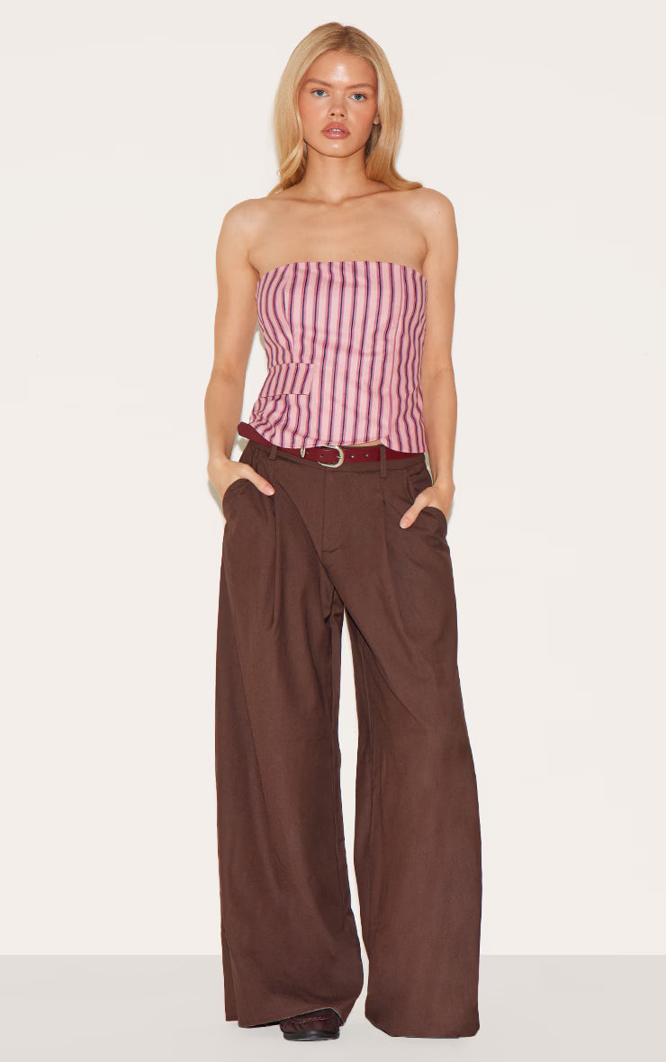 Pink Corduroy Striped Bandeau