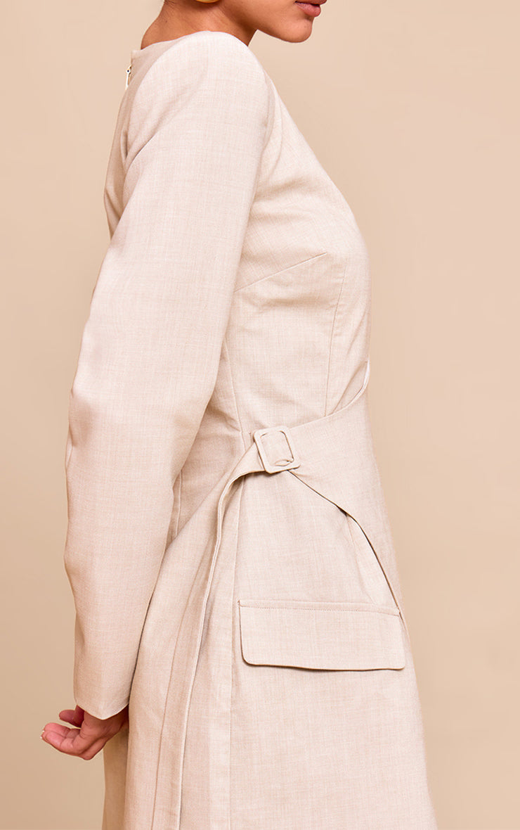 PLT Label Natural Tailored Asymmetrical Cut Out Blazer Dress