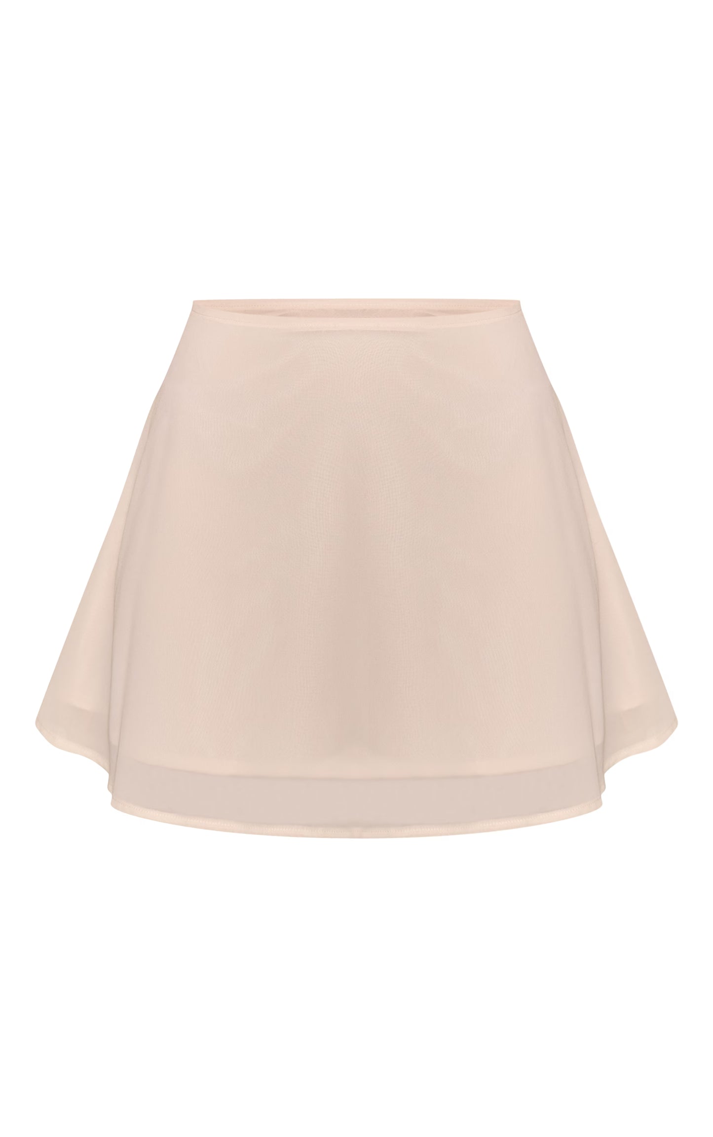 Cream Chiffon High Waisted A-line Mini Skirt