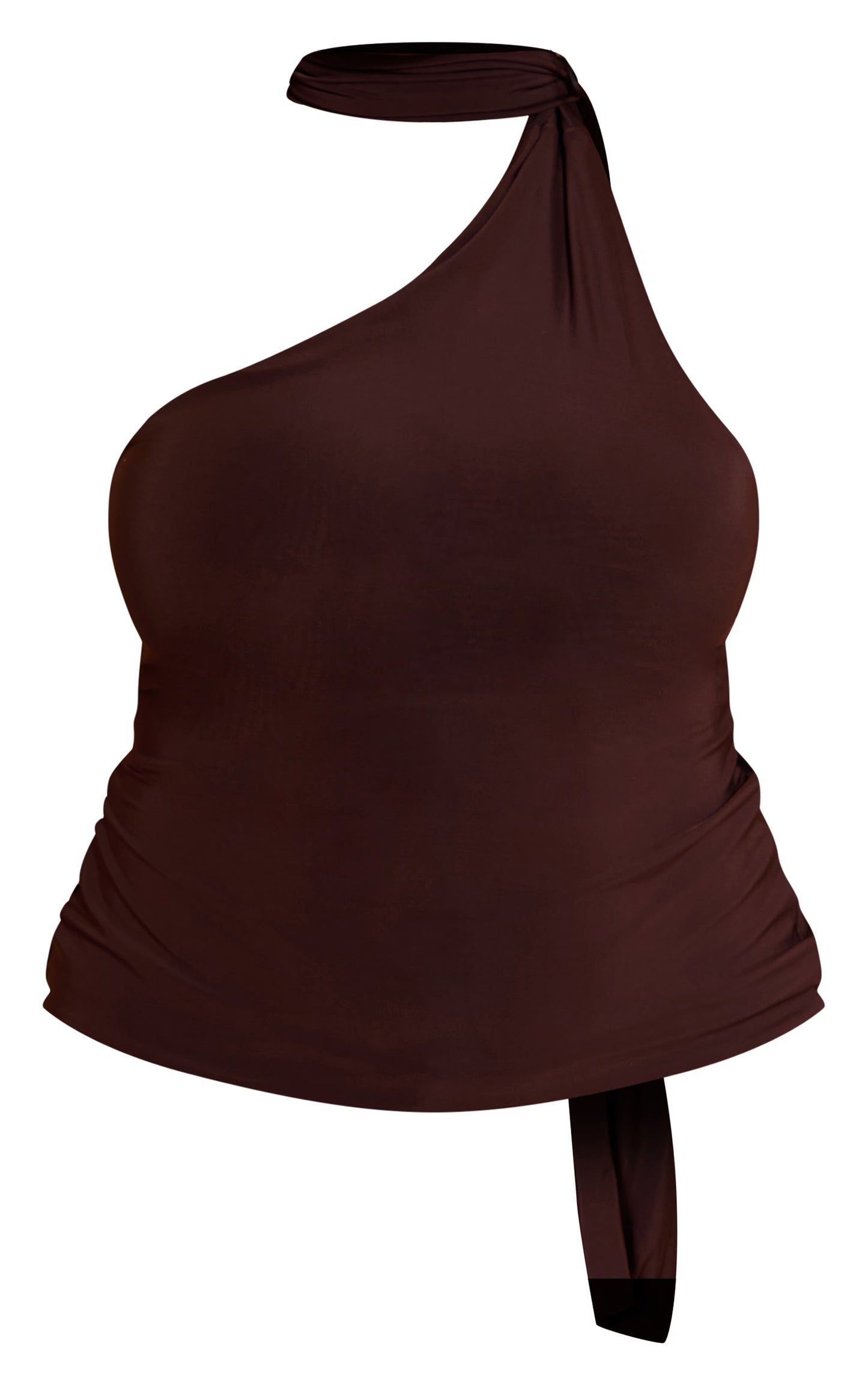 Plus Deep Chocolate Double Layer Scarf Detail Long Top