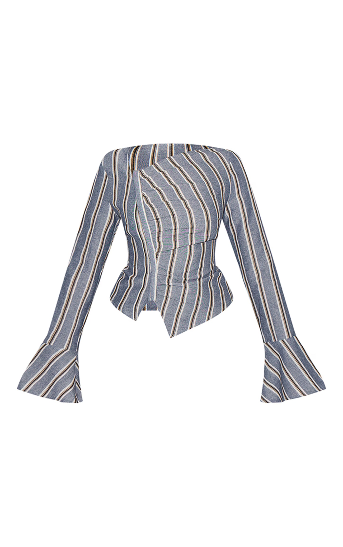 Blue Striped Asymmetric Hem Top