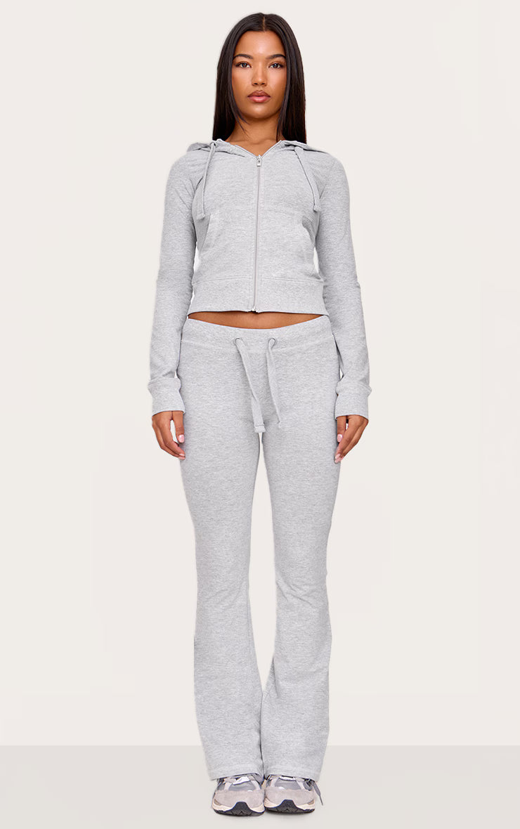 Grey Marl Zip Up Fitted Track Top