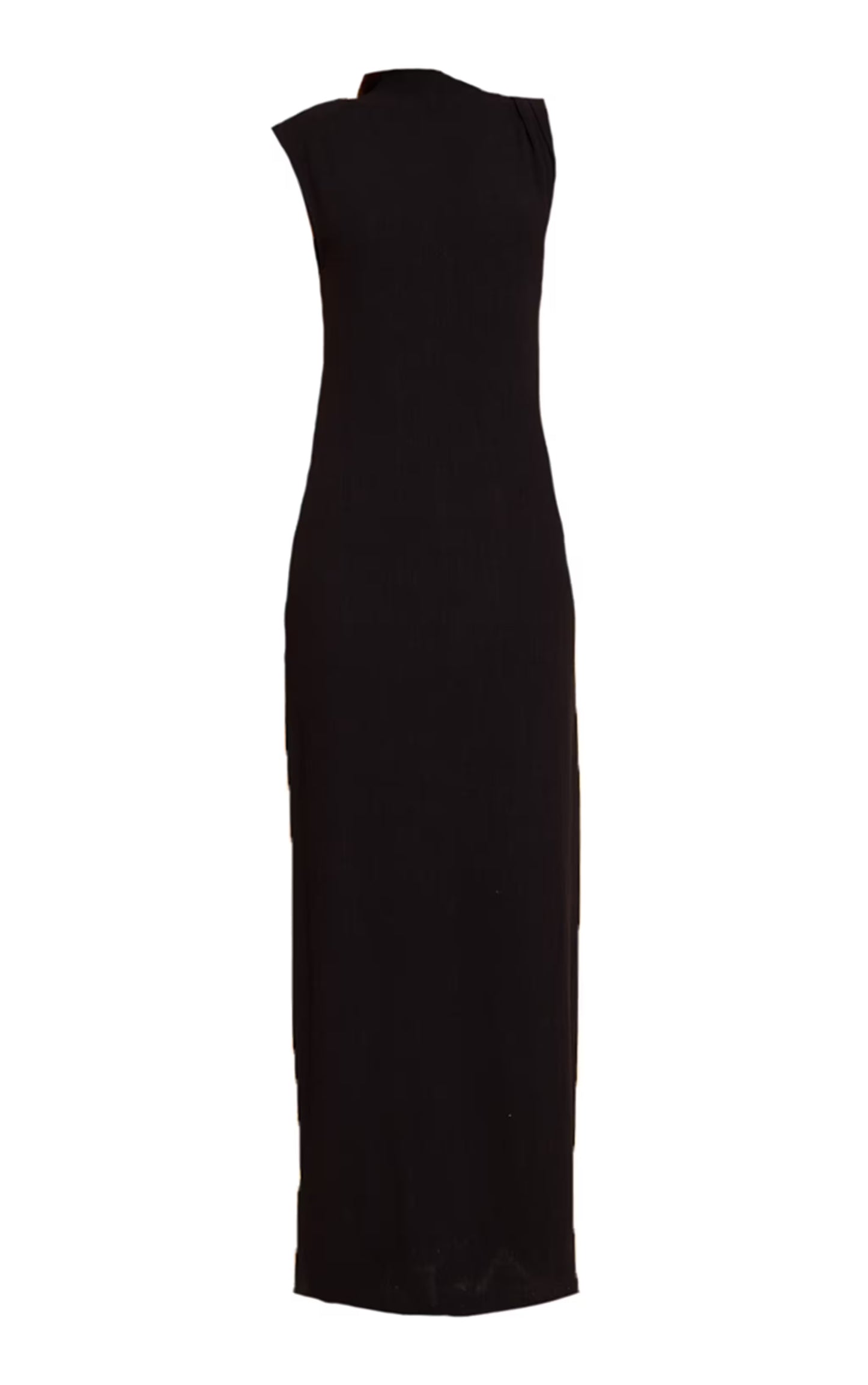 Black Linen Look Sleeveless Drape Neck Detail Maxi Dress