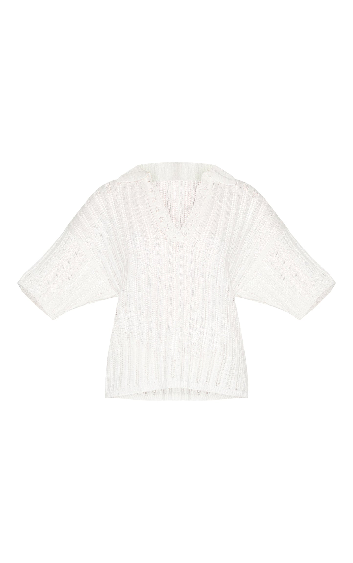 Cream Crochet Rugby Knit Top