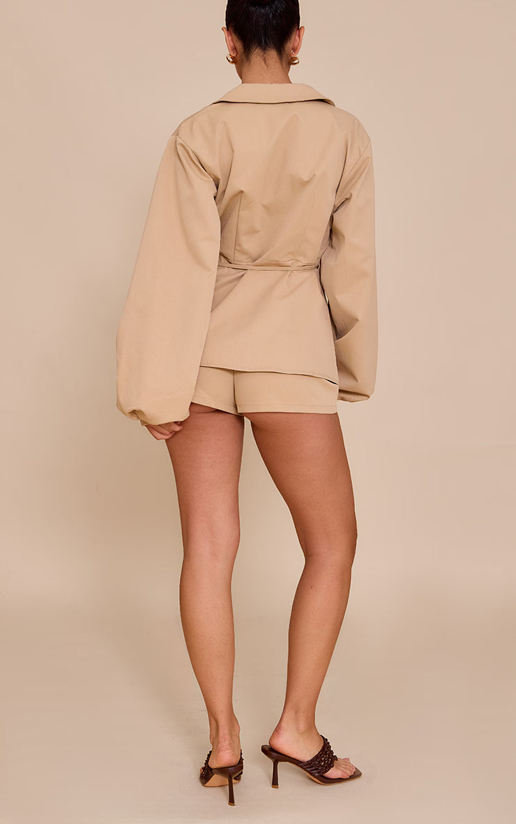 Sand Tailored Woven Mini Shorts