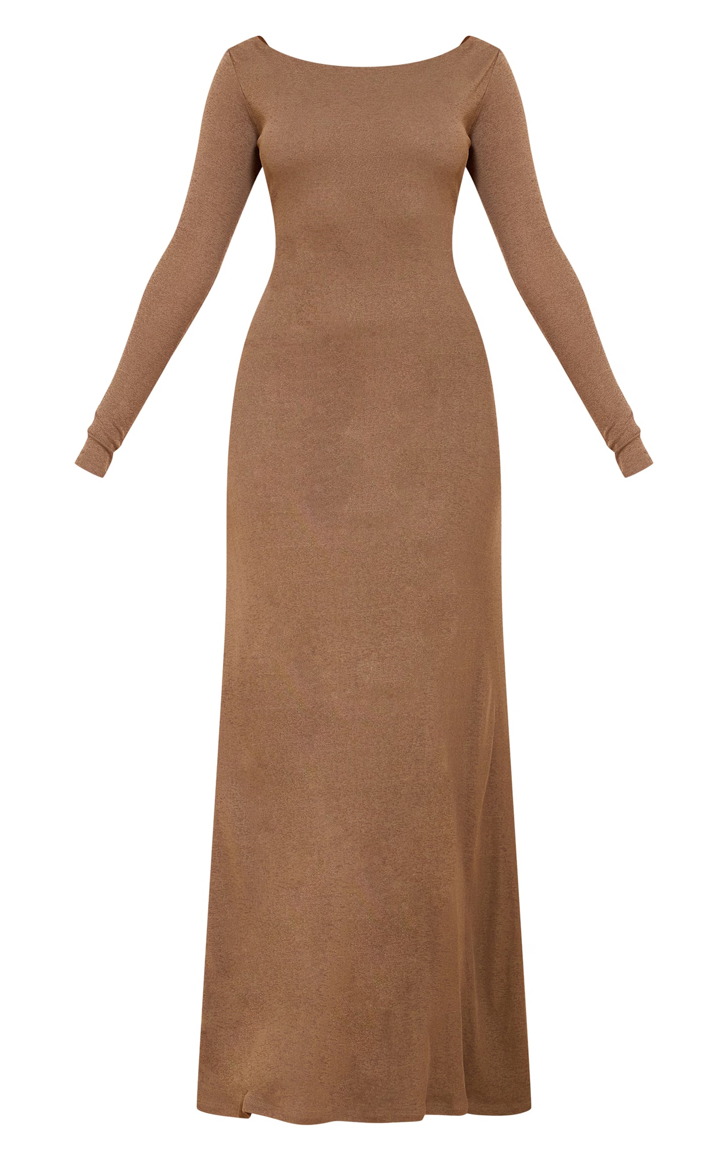 Chocolate Double Layer Onion Skin Cowl Back Maxi Dress