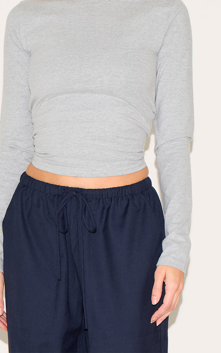 Ash Grey Premium Cotton Fitted Long Sleeve T-shirt