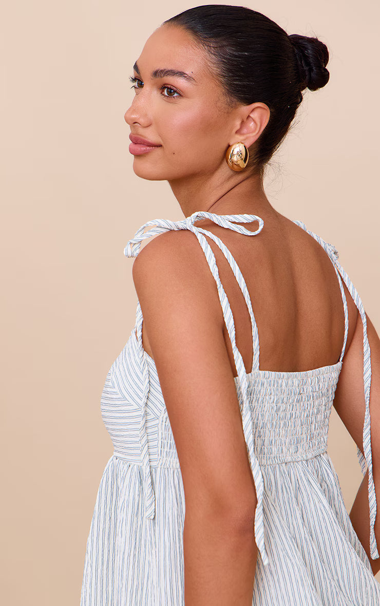 Sage Green Woven Textured Striped Floaty Top