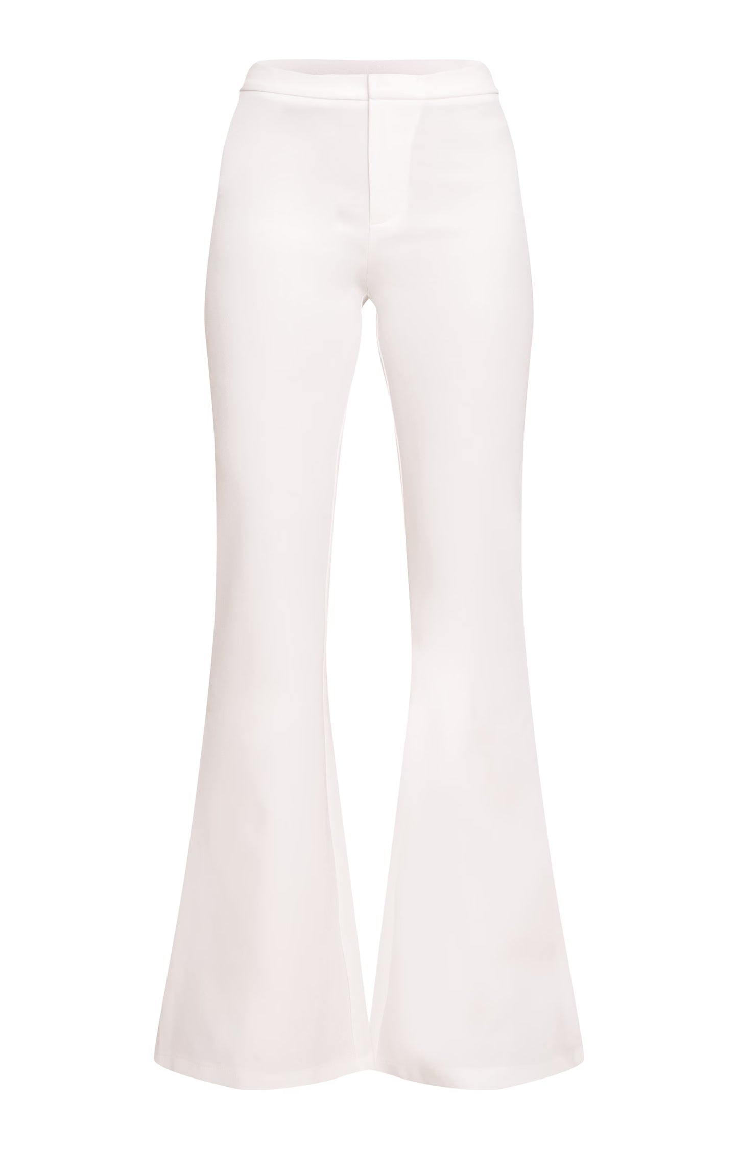 White Woven Tailored Straight Leg Pants