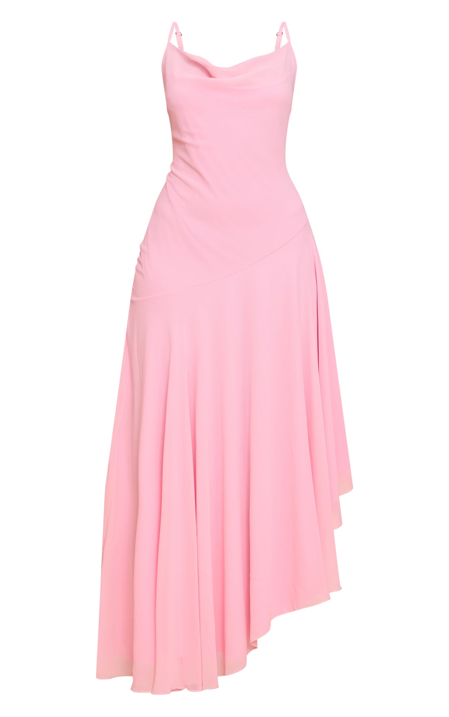 Baby Pink Strappy Cowl Neck Maxi Dress