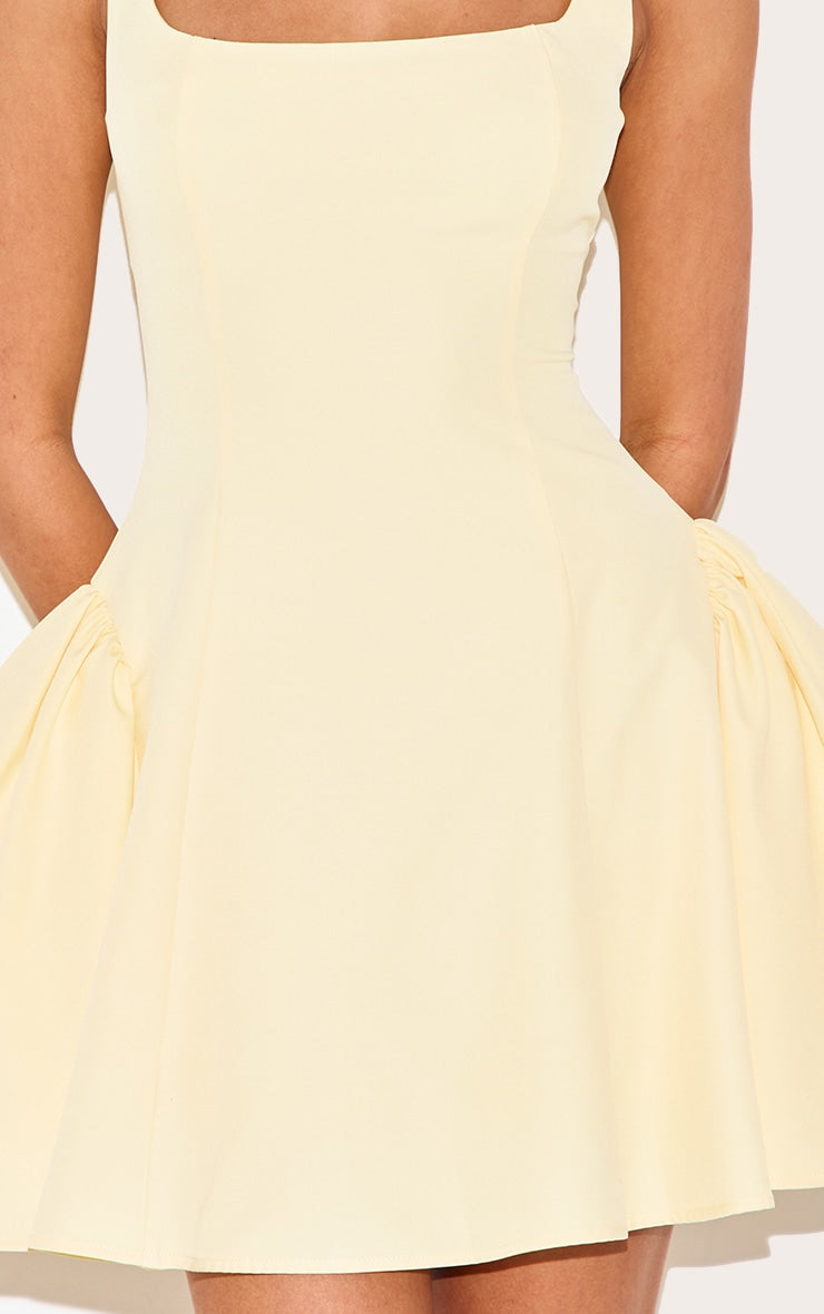Lemon Woven Square Neck Shift Dress