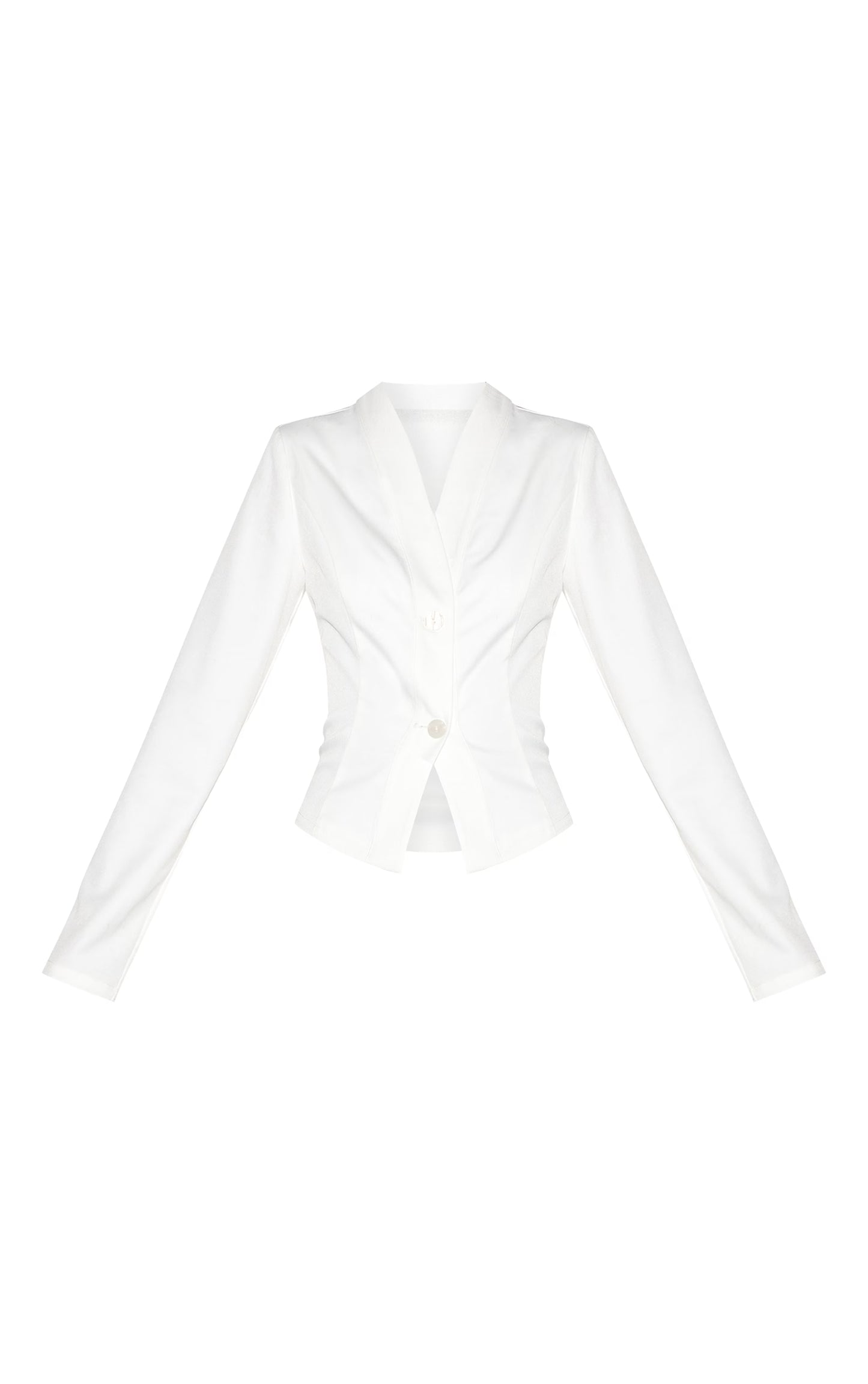 White Cinched Waist Button Detail Shirt