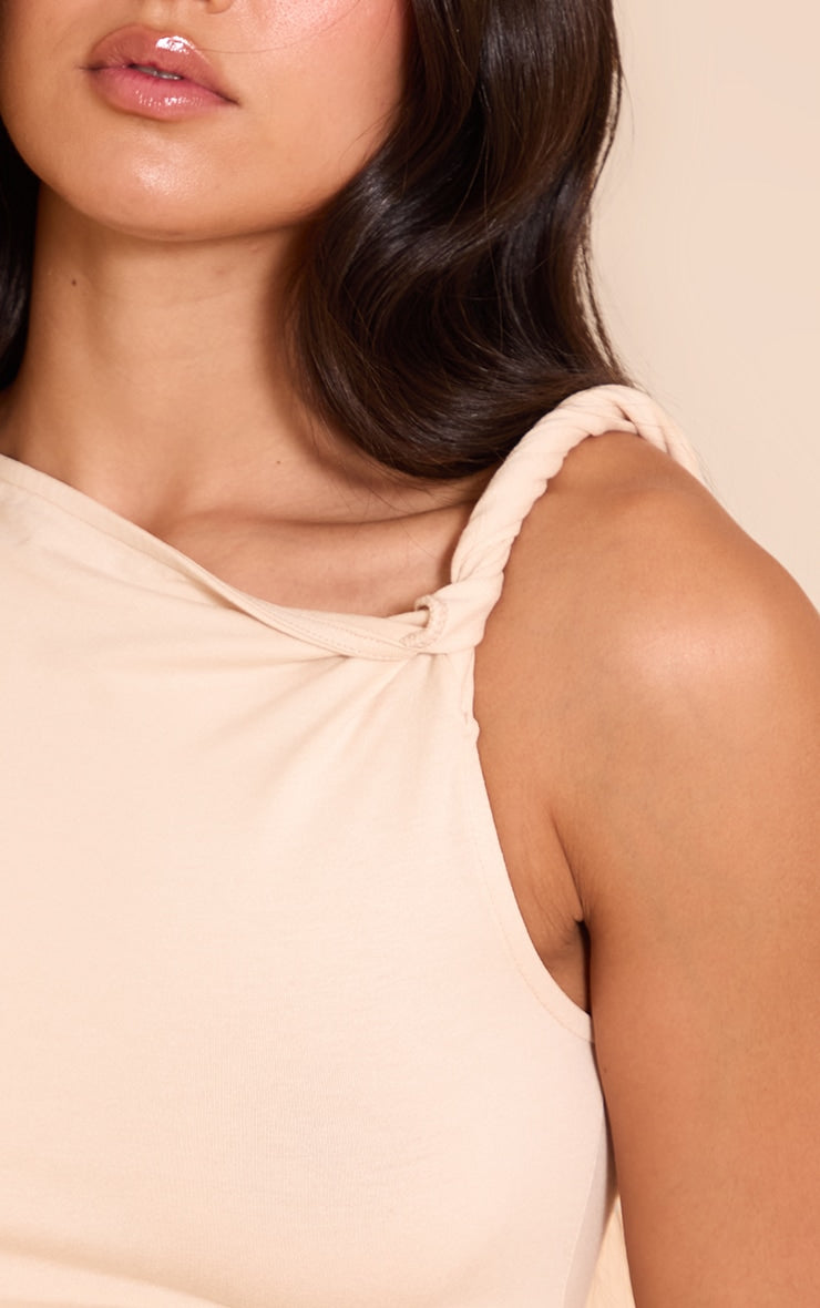 Stone Soft Cotton Twist Detail Long Vest Top