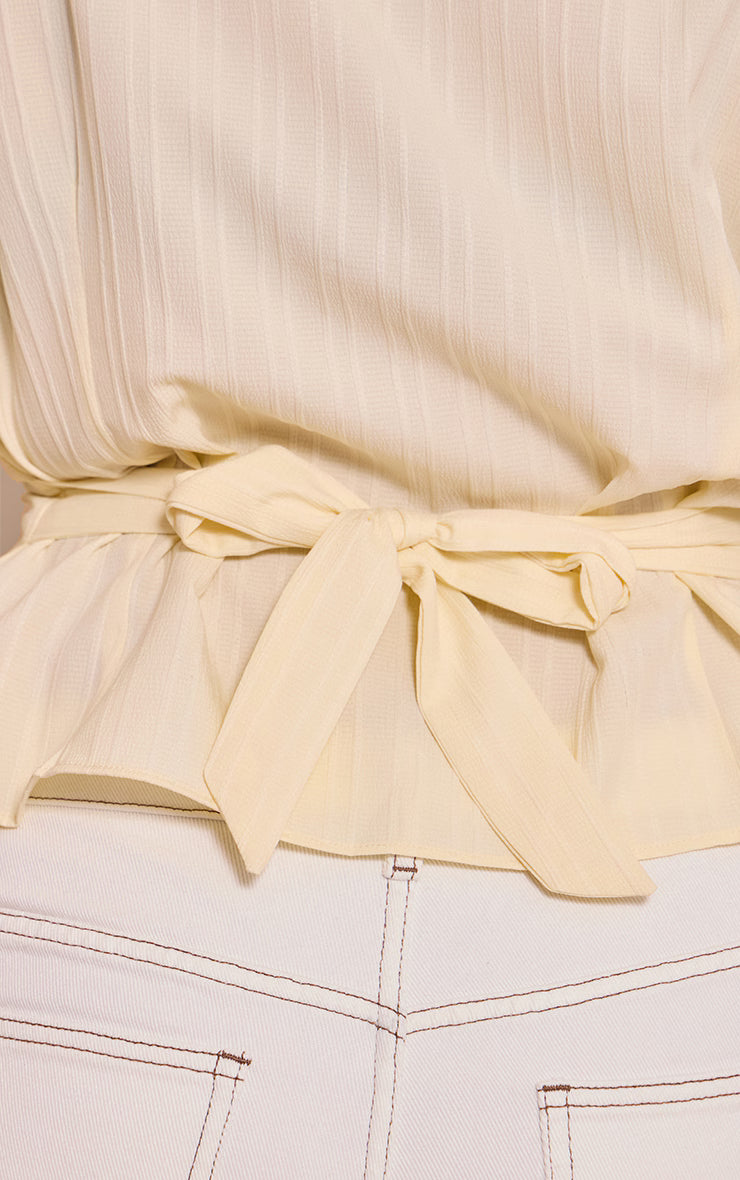 Plus Cream Textured Satin Tie Back Shirt