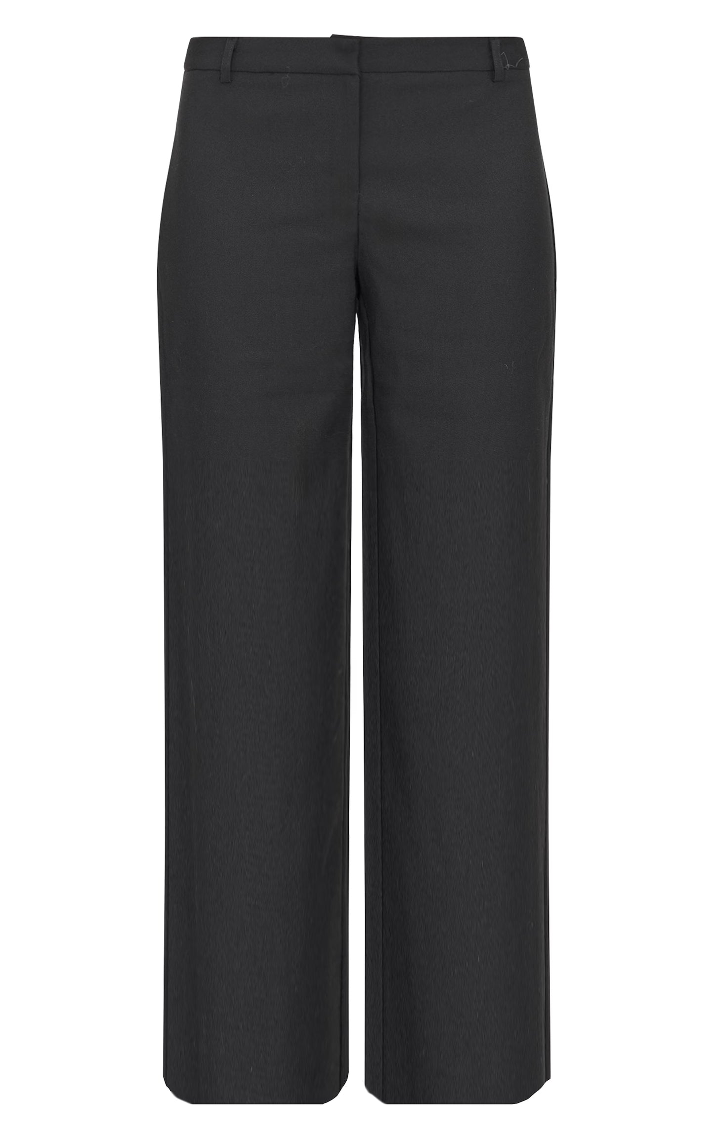 Black Woven Tailored Wide Leg Belt Detail Pants
