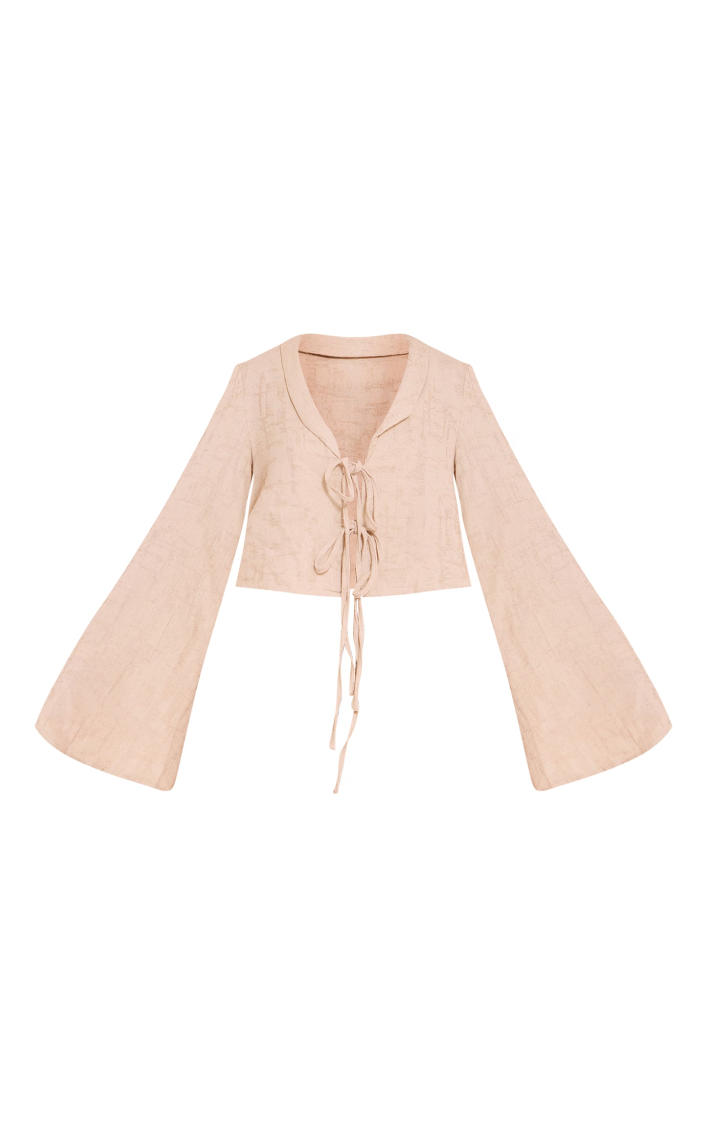 Sand Textured Lightweight Woven Tie Front Shirt