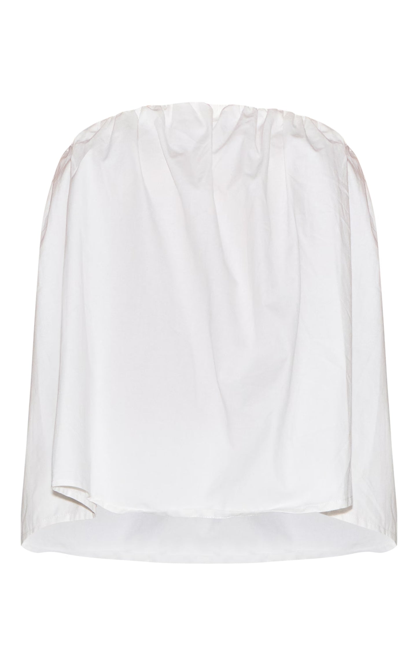 Cream Cotton Woven Ruched Floaty Bandeau Top