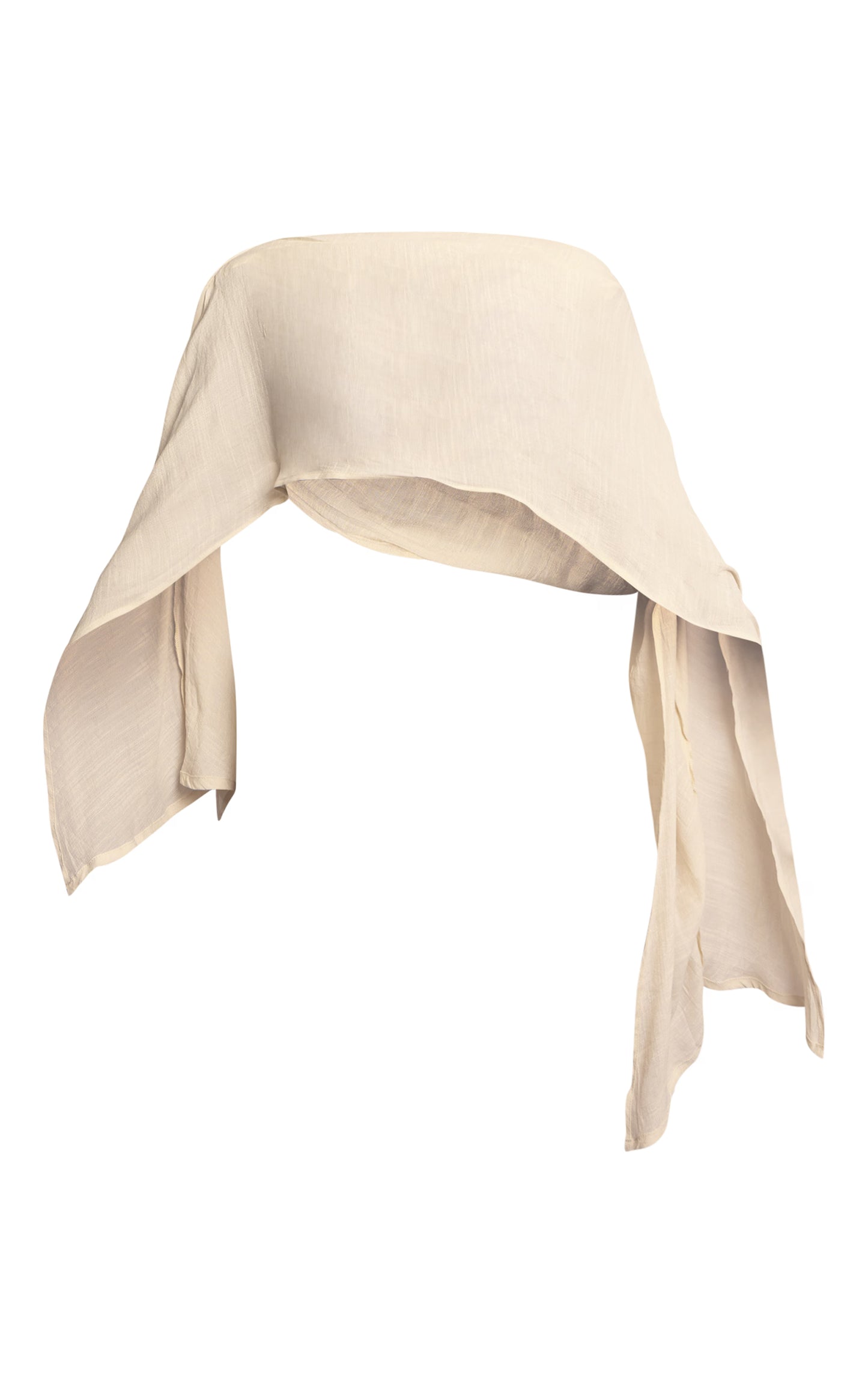 Cream Linen Look Drape Shoulder Top