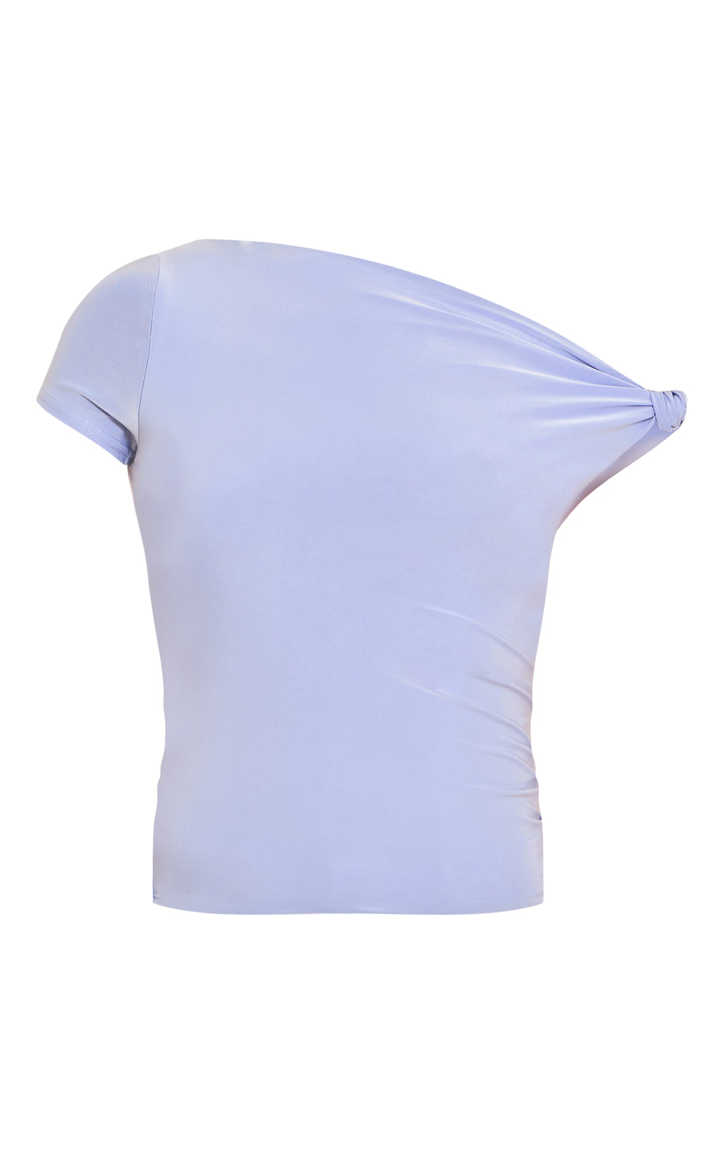 Sky Blue Double Layer Slinky Asymmetric Knot Detail Long Top
