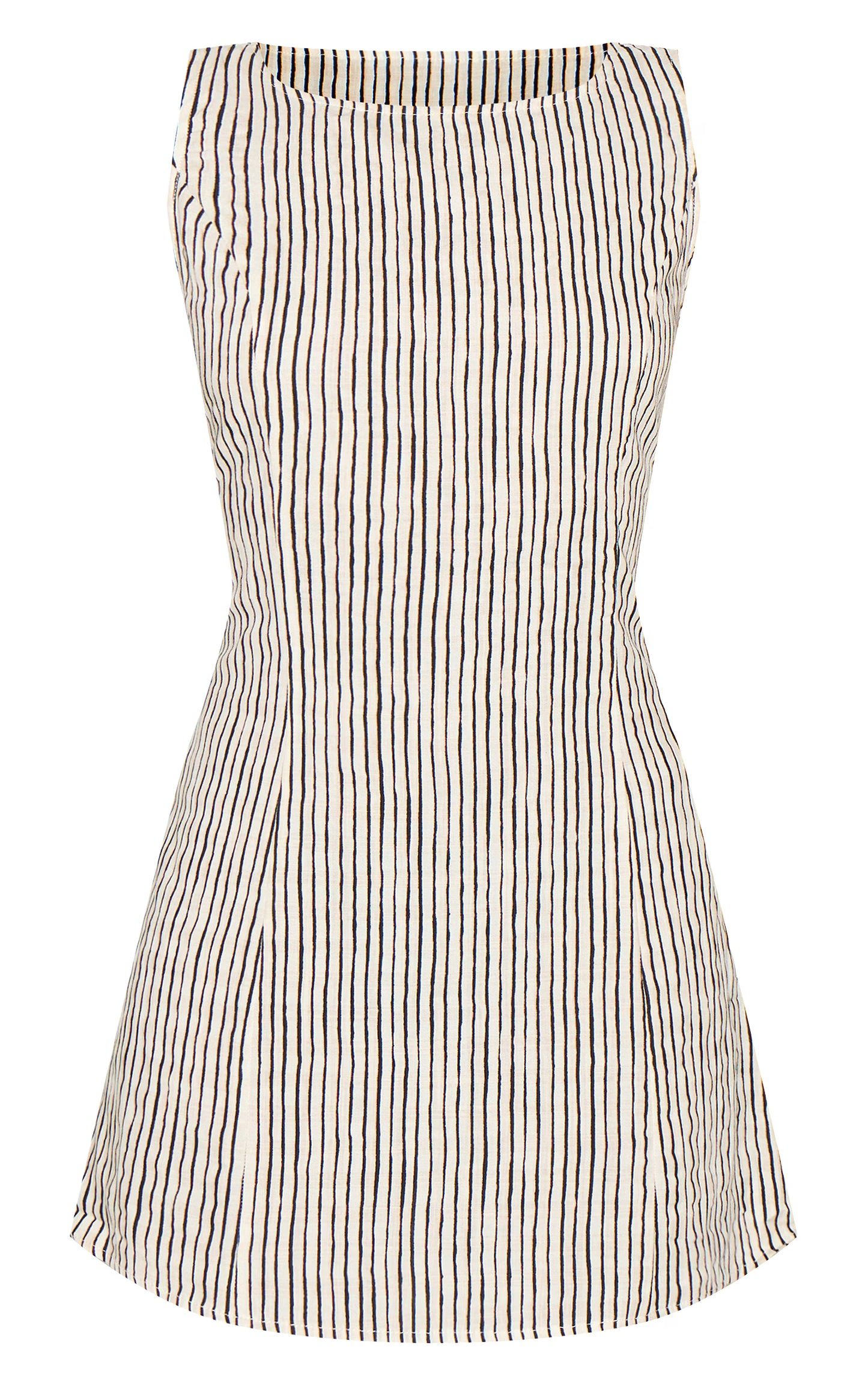 Black Striped Boat Neck Dress