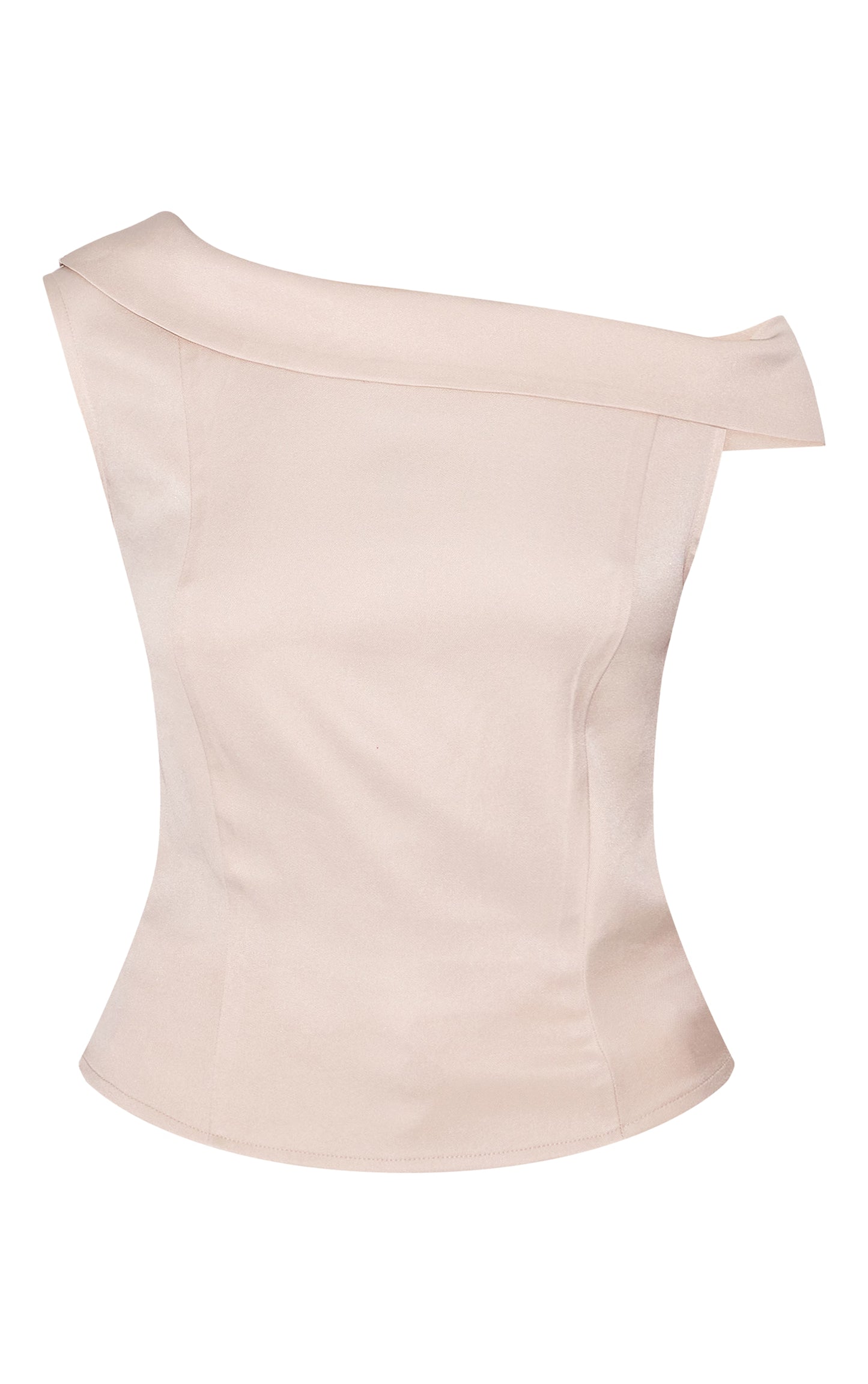 Ecru Asymmetric Fold Over Detail Top