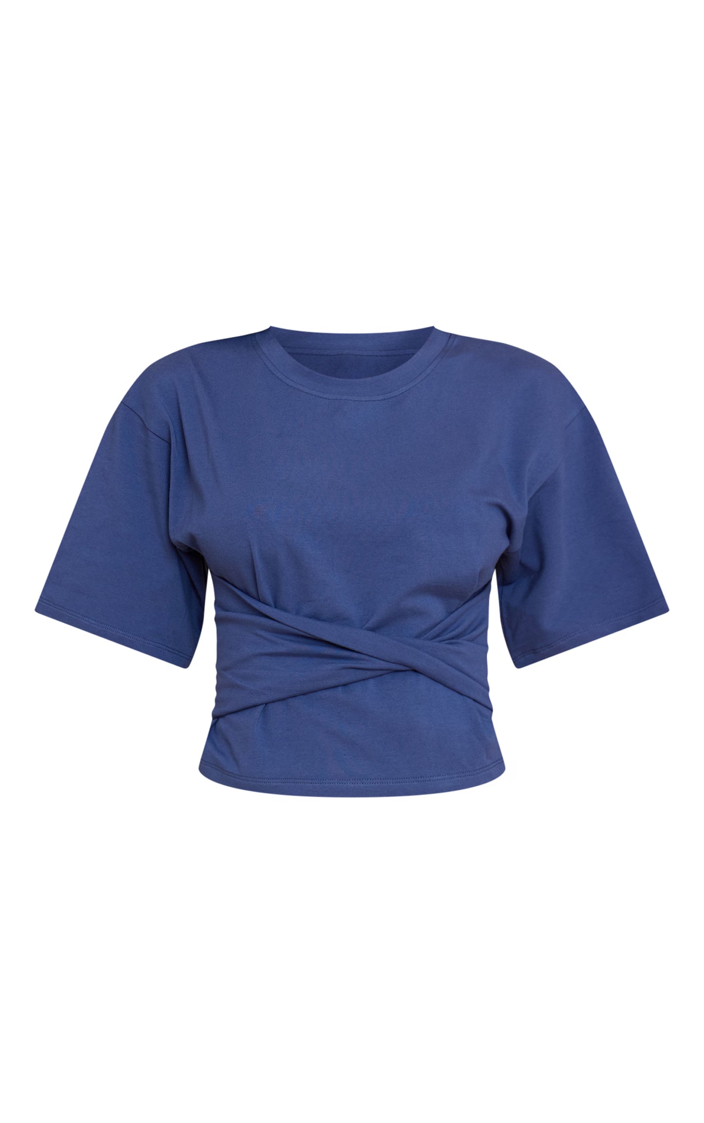 Blue Cotton Wrap Front T Shirt